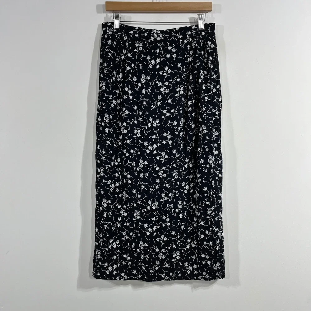 Vintage Floral Y2K Fairy Grunge Boho Midi Skirt Womens 12 Whimsigoth Renfair